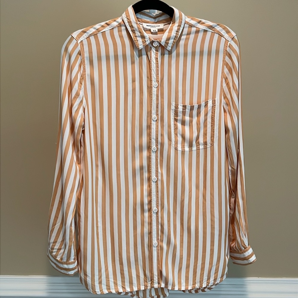 BeachLunchLounge Striped Button Up Long Sleeve Shirt Size S